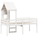 vidaXL fehér tömör fenyőfa magasított ágy tetővel 90 x 200 cm