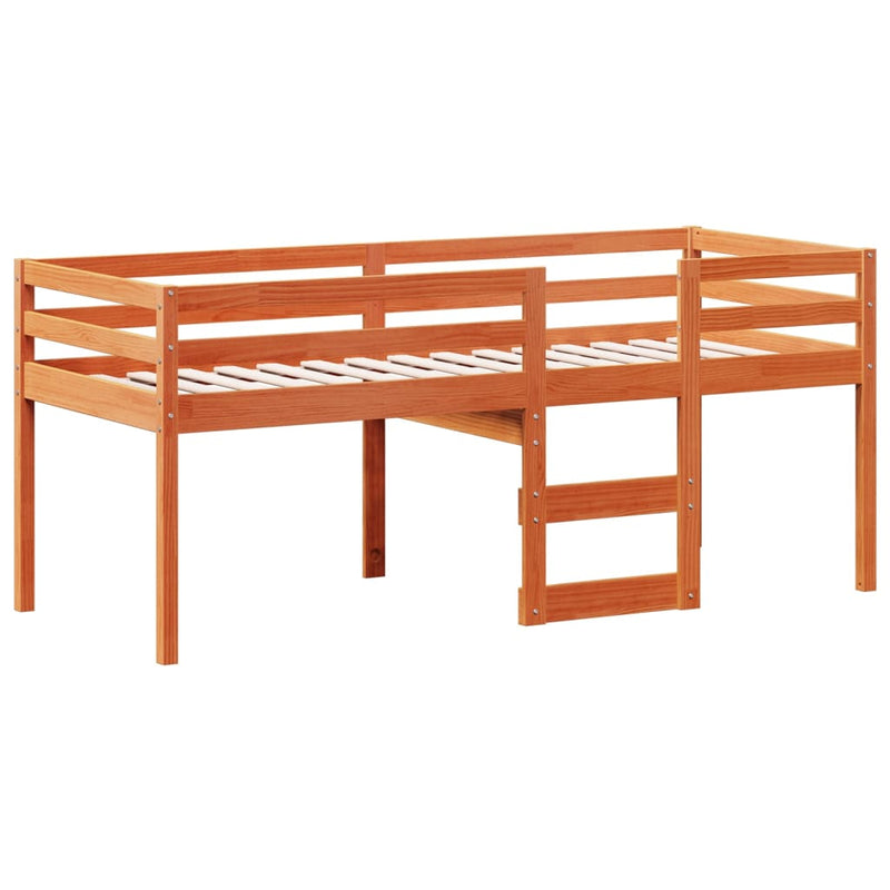 vidaXL viaszbarna tömör fenyőfa magasított ágy tetővel 90 x 200 cm