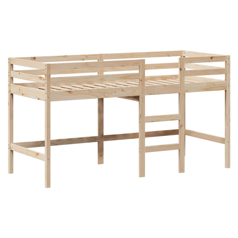 vidaXL tömör fenyőfa galériaágy létrával és tetővel 90 x 200 cm