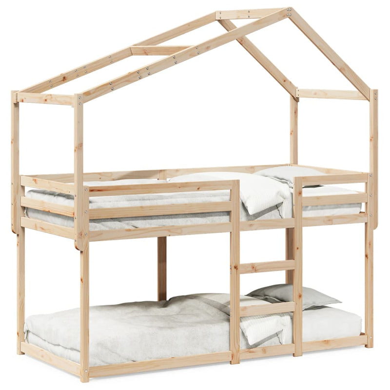 vidaXL tömör fenyőfa emeletes ágy matrac nélkül 90 x 190 cm