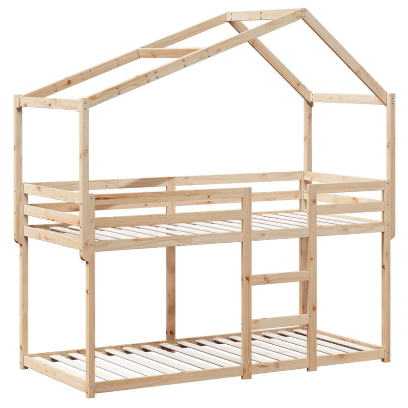 vidaXL tömör fenyőfa emeletes ágy matrac nélkül 90 x 190 cm