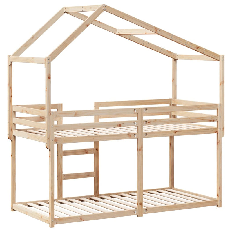 vidaXL tömör fenyőfa emeletes ágy matrac nélkül 90 x 190 cm
