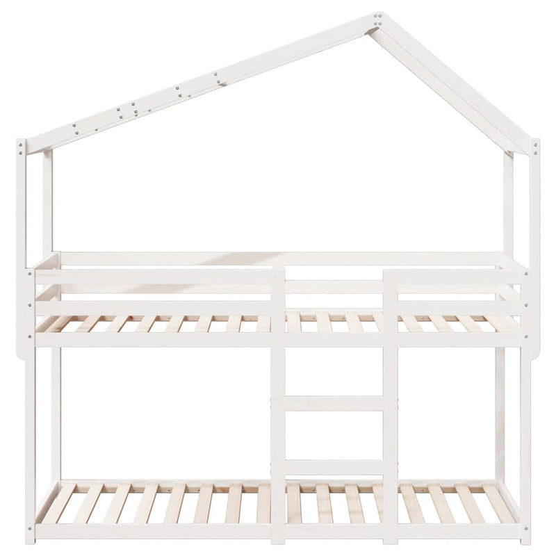 vidaXL fehér tömör fenyőfa ágy emelettel és tetővel 75 x 190 cm