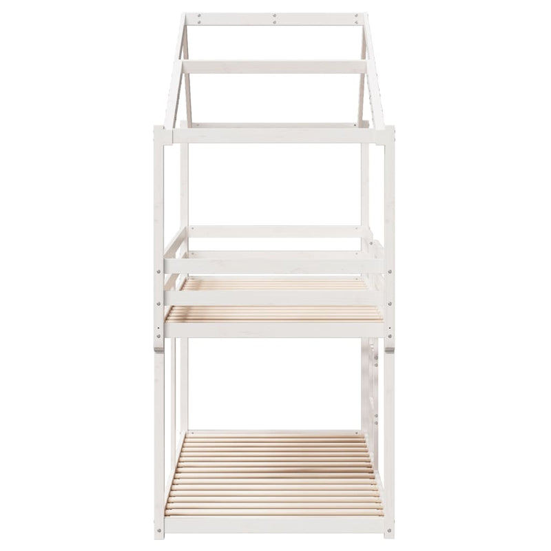 vidaXL fehér tömör fenyőfa ágy emelettel és tetővel 75 x 190 cm