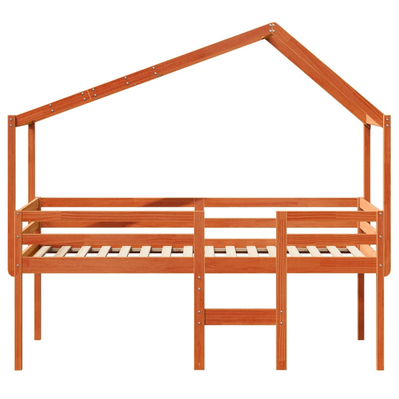 vidaXL viaszbarna tömör fenyőfa magasított ágy tetővel 90 x 200 cm