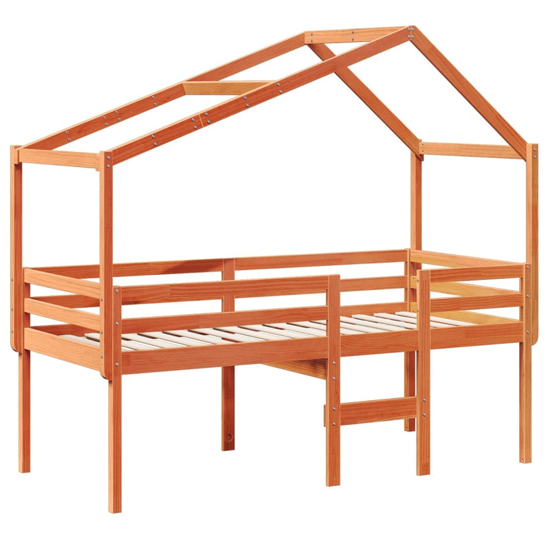 vidaXL viaszbarna tömör fenyőfa magasított ágy tetővel 80 x 200 cm
