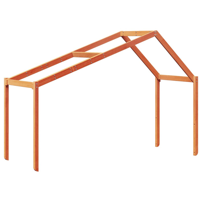 vidaXL viaszbarna tömör fenyőfa magasított ágy tetővel 80 x 200 cm
