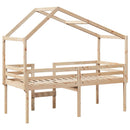 vidaXL tömör fenyőfa magasított ágy tetővel 90 x 190 cm