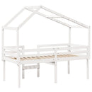 vidaXL fehér tömör fenyőfa magasított ágy tetővel 90 x 190 cm