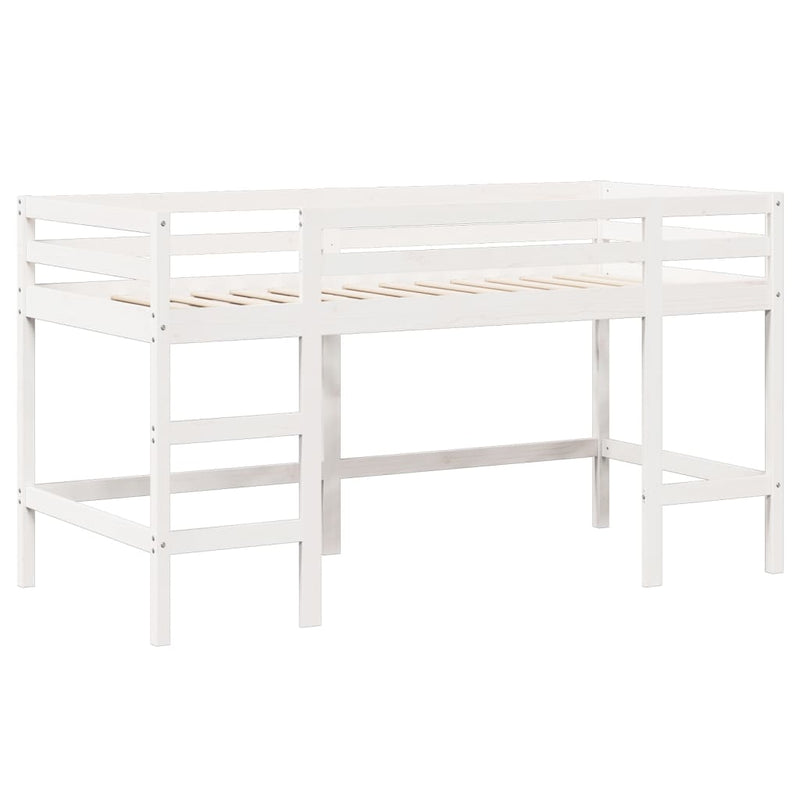 vidaXL fehér tömör fenyőfa galériaágy létrával és tetővel 90 x 190 cm