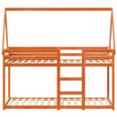 vidaXL viaszbarna tömör fenyőfa ágy emelettel és tetővel 90 x 200 cm