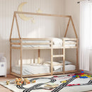 vidaXL tömör fenyőfa ágy emelettel és tetővel 80 x 200 cm