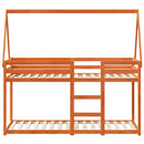 vidaXL viaszbarna tömör fenyőfa ágy emelettel és tetővel 80 x 200 cm