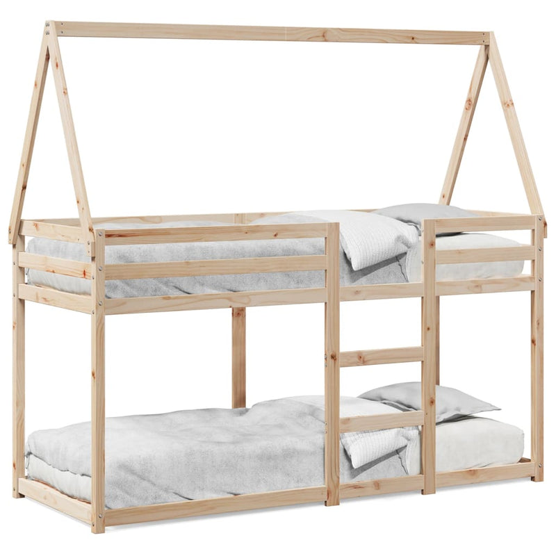 vidaXL tömör fenyőfa emeletes ágy matrac nélkül 90 x 190 cm