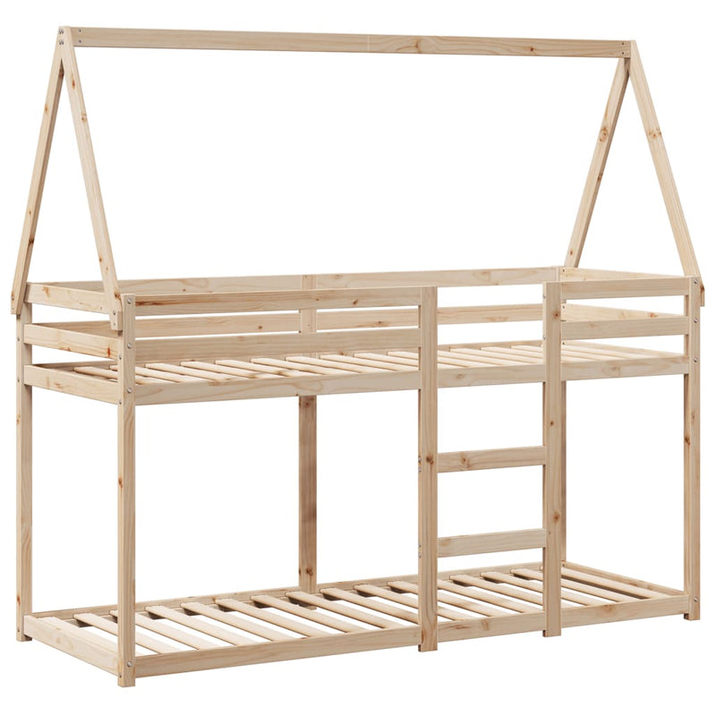 vidaXL tömör fenyőfa emeletes ágy matrac nélkül 90 x 190 cm