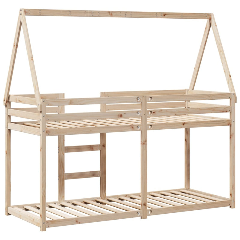vidaXL tömör fenyőfa emeletes ágy matrac nélkül 90 x 190 cm