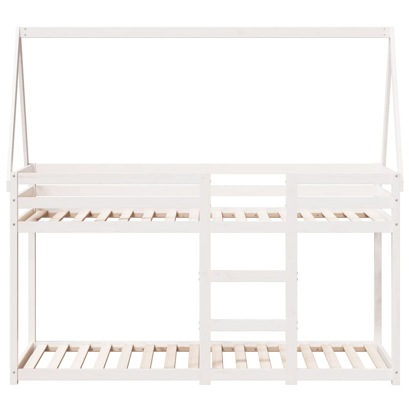 vidaXL fehér tömör fenyőfa ágy emelettel és tetővel 75 x 190 cm