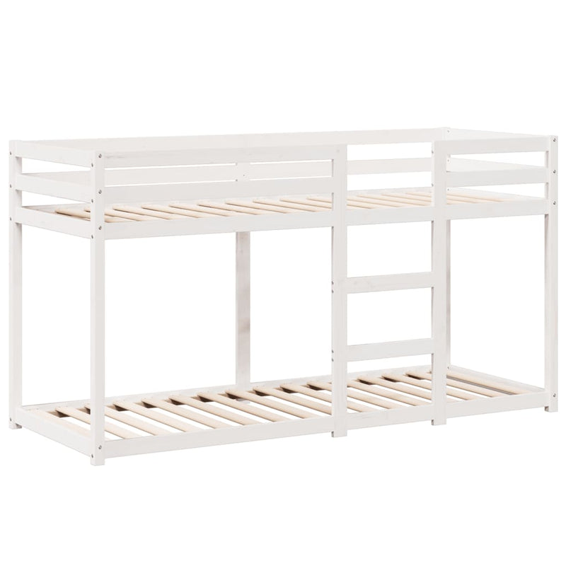 vidaXL fehér tömör fenyőfa ágy emelettel és tetővel 75 x 190 cm