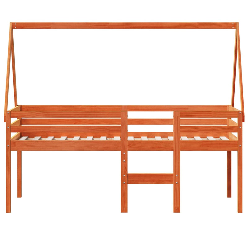 vidaXL viaszbarna tömör fenyőfa magasított ágy tetővel 90 x 200 cm