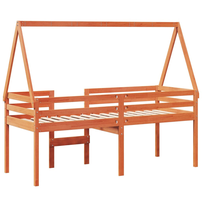 vidaXL viaszbarna tömör fenyőfa magasított ágy tetővel 90 x 200 cm