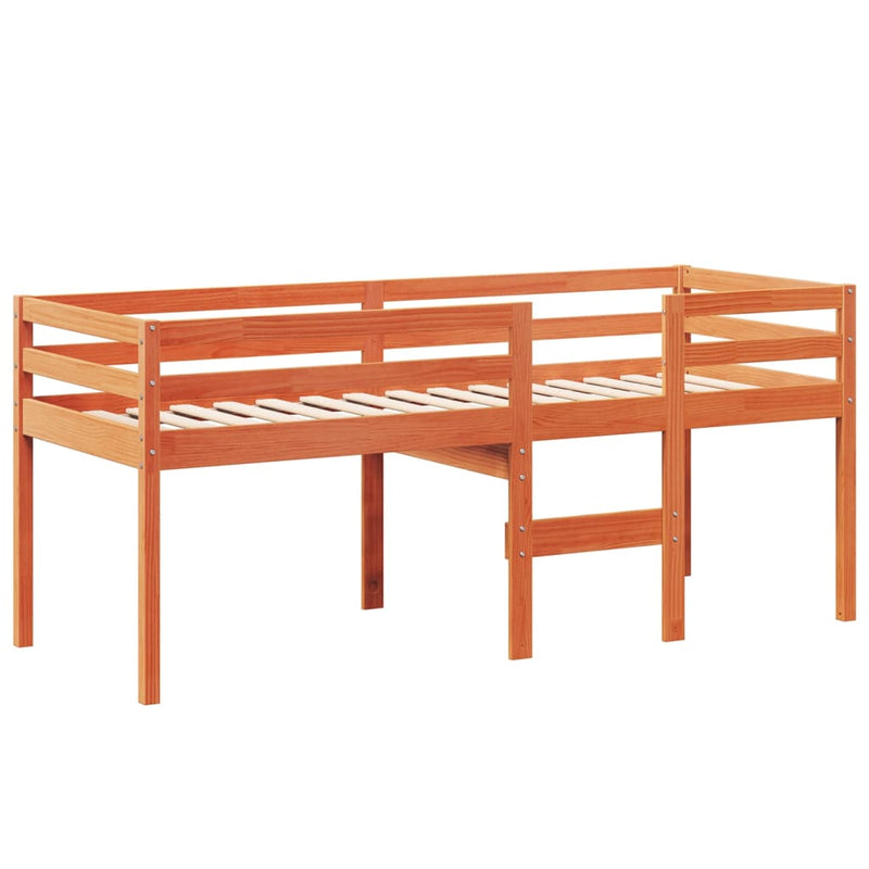 vidaXL viaszbarna tömör fenyőfa magasított ágy tetővel 90 x 200 cm