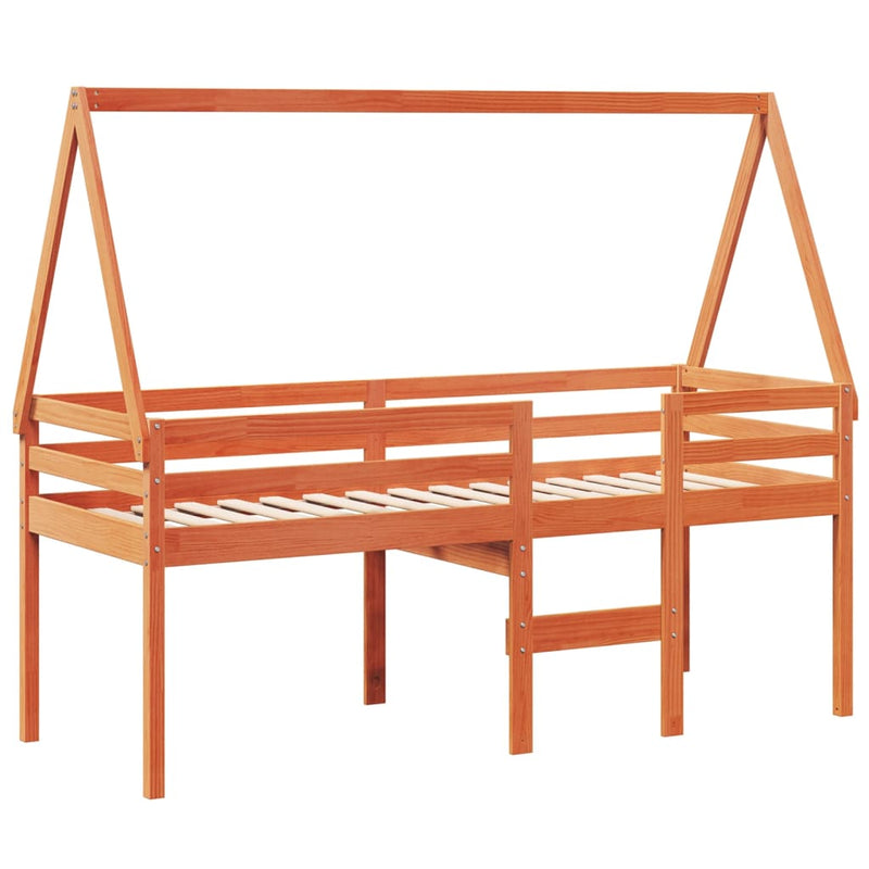 vidaXL viaszbarna tömör fenyőfa magasított ágy tetővel 80 x 200 cm