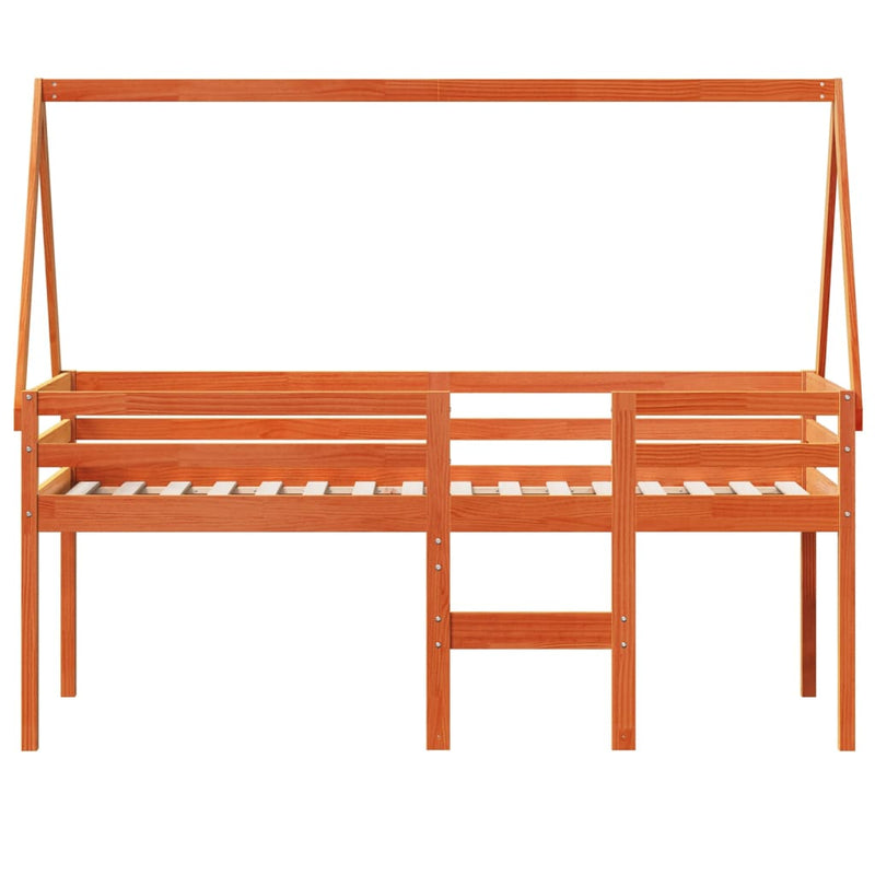 vidaXL viaszbarna tömör fenyőfa magasított ágy tetővel 80 x 200 cm