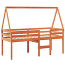 vidaXL viaszbarna tömör fenyőfa magasított ágy tetővel 90 x 190 cm