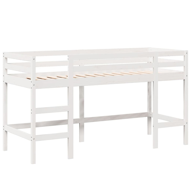 vidaXL fehér tömör fenyőfa galériaágy létrával és tetővel 90 x 190 cm