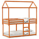vidaXL viaszbarna tömör fenyőfa ágy emelettel és tetővel 90 x 190 cm