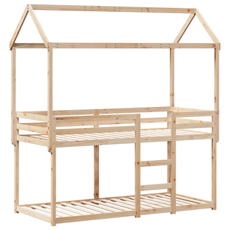 vidaXL tömör fenyőfa ágy emelettel és tetővel 75 x 190 cm