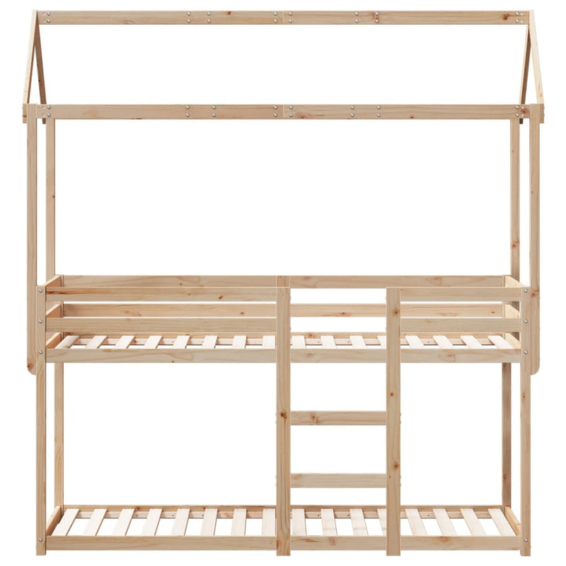 vidaXL tömör fenyőfa ágy emelettel és tetővel 75 x 190 cm