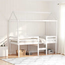 vidaXL fehér tömör fenyőfa magasított ágy tetővel 90 x 200 cm