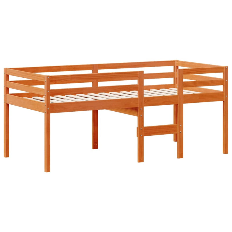 vidaXL viaszbarna tömör fenyőfa magasított ágy tetővel 90 x 200 cm