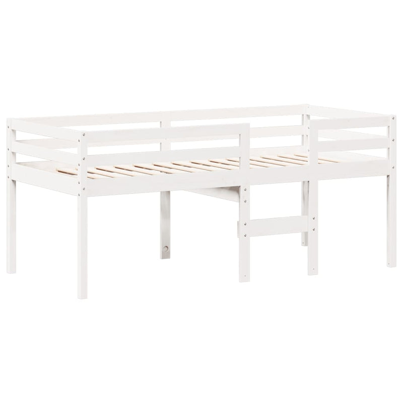vidaXL fehér tömör fenyőfa magasított ágy tetővel 90 x 190 cm
