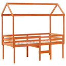 vidaXL viaszbarna tömör fenyőfa magasított ágy tetővel 90 x 190 cm