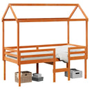 vidaXL viaszbarna tömör fenyőfa magasított ágy tetővel 75 x 190 cm
