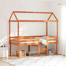 vidaXL viaszbarna tömör fenyőfa magasított ágy tetővel 75 x 190 cm