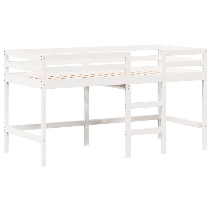vidaXL fehér tömör fenyőfa galériaágy létrával és tetővel 90 x 190 cm