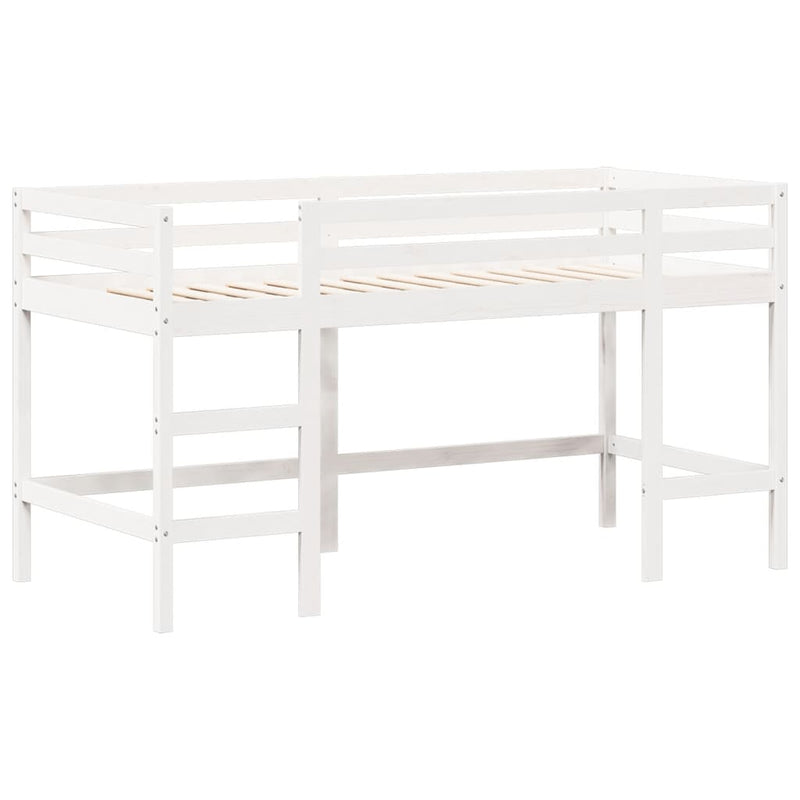 vidaXL fehér tömör fenyőfa galériaágy létrával és tetővel 90 x 190 cm