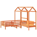vidaXL viaszbarna tömör fenyőfa ágy és pad szett tetővel 90 x 200 cm