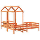 vidaXL viaszbarna tömör fenyőfa ágy és pad szett tetővel 90 x 200 cm