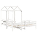 vidaXL fehér tömör fenyőfa ágy és pad szett tetővel 80 x 200 cm