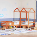 vidaXL viaszbarna tömör fenyőfa ágy és pad szett tetővel 80 x 200 cm