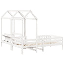 vidaXL fehér tömör fenyőfa ágy és pad szett tetővel 75 x 190 cm