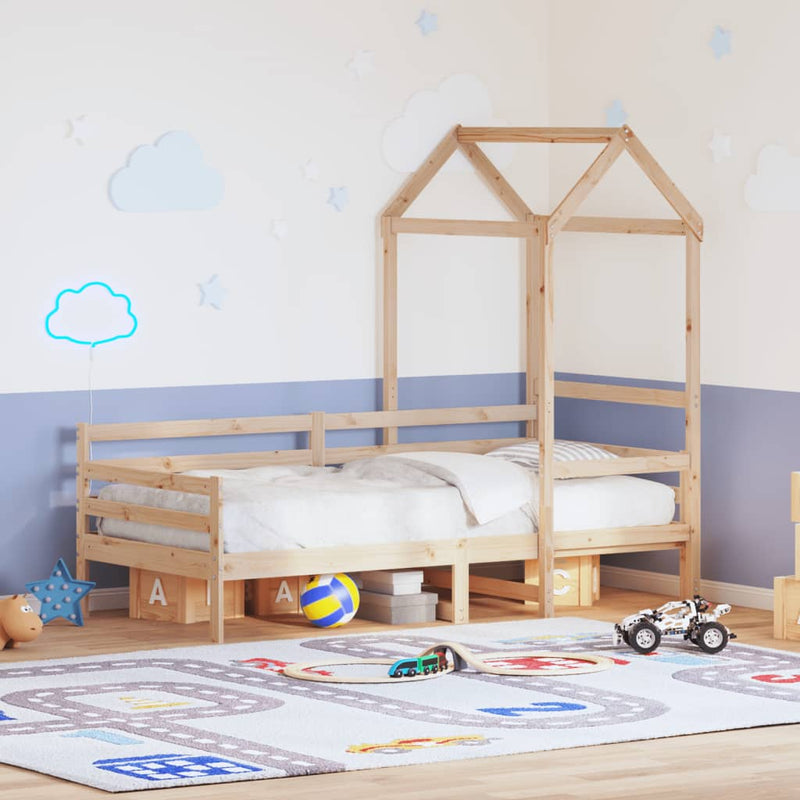 vidaXL tömör fenyőfa kanapéágy tetővel 80 x 200 cm