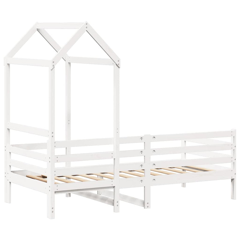 vidaXL fehér tömör fenyőfa kanapéágy tetővel 80 x 200 cm