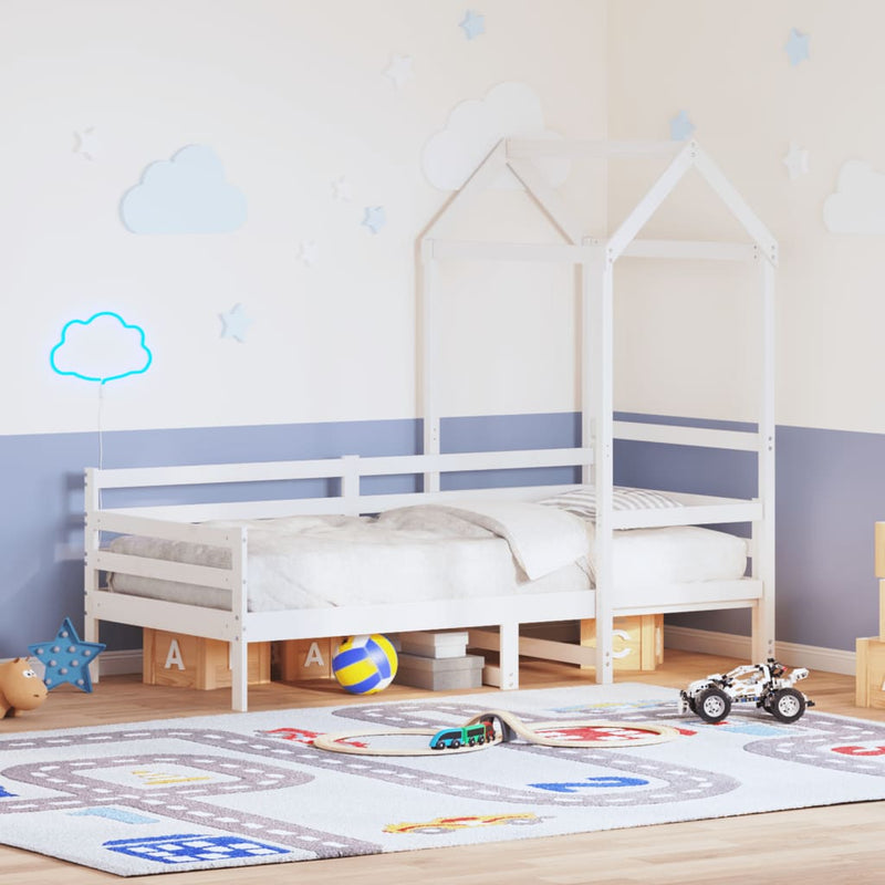 vidaXL fehér tömör fenyőfa kanapéágy tetővel 80 x 200 cm