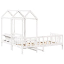 vidaXL fehér tömör fenyőfa kanapéágy és pad tetővel 80 x 200 cm