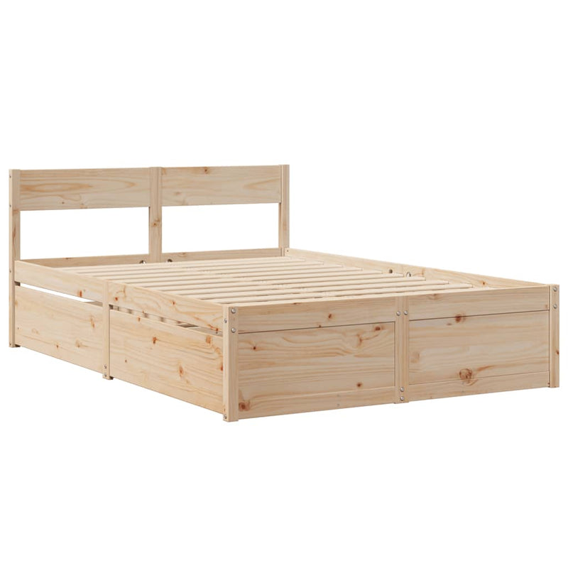 vidaXL tömör fenyőfa ágy matrac nélkül 140 x 190 cm